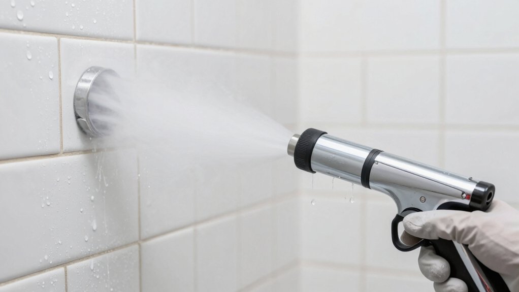 clean bathroom with steam cleaner